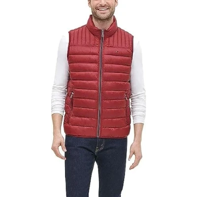 Image of Tommy Hilfiger Men&#039;s Lightweight Packable Puffer Vest, Red, L
