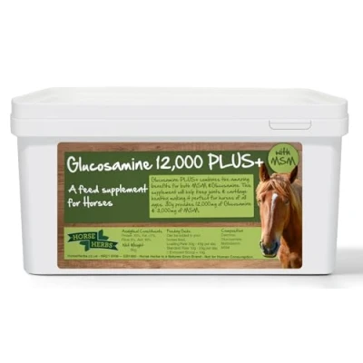 Image of Horse Herbs Glucosamine 12,000 PLUS+, Equestrian Joint Supplement for Horses (3kg Bucket)