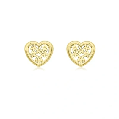 Image of Carissima Gold Women&#039;s 9 ct Yellow 8 x 7 mm Flower Heart Stud Earrings