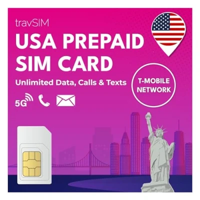 Image of travSIM USA SIM Card T Mobile Network Unlimited data, calls &amp; texts in the works on iOS Android devices 30 Days