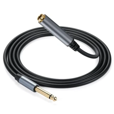 Image of Halokny 6.35mm to Instrument Cable, Golden Plated 1/4 Inch Female Male TS Mono Audio Jack for Electric Guitar, Bass, Amplifier, Speaker, Mixer 6FT/1.8M (Male 6Ft)