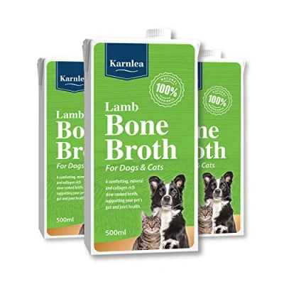 Image of Karnlea Pets Lamb Bone Broth 3x 500ml 100% Real &amp; Natural Liquid for Cats Dogs Nutritious, High in Collagen Protein Healthy Joints, Gut, Digestion, Skin Sickness Recovery