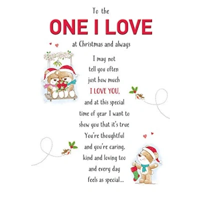 Image of Piccadilly Greetings Cute Christmas Card One I Love 9 x 6 inches