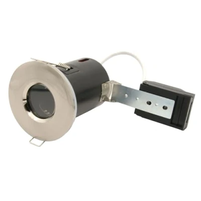 Image of Leyton Lighting LLSFR D BN GU GU10 Fixed Downlight, IP65, 87mm, Brushed Nickel, IC, Loop in/Out