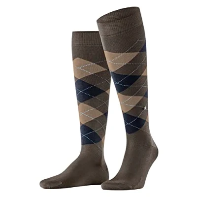 Image of Burlington Men&#039;s Manchester M KH Cotton Long Patterned 1 Pair Knee High Socks, Brown (Chocolate 5043) new eco friendly, 6.5 11