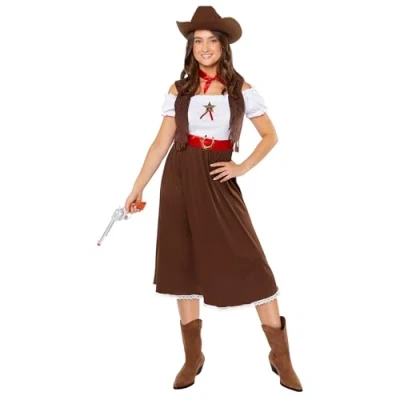 Image of amscan 9918998 Women&#039;s World Book Day Western Cowgirl Adults Fancy Dress Costume (UK 10 12)