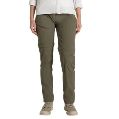 Image of Craghoppers NosiLife Zip Off Hiking Trousers for Women, Insect Repellent, Long Size, Size: 36, Colour: Wild Olive, Green