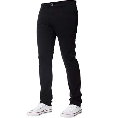 Image of New Mens Kruze Stretch Slim Fit Chinos Branded Trousers Black Tan Navy White Holt 34 W X34L