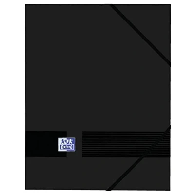 Image of Oxford Live&amp;Go, A4 Opaque Plastic Folder, 3 Flapels and Elastic Rubber Closure, Pack of 10 Folders, Black