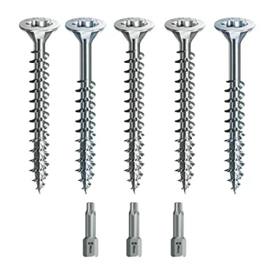 Image of Spax Wood Screw Set Full/Partial Thread + Torx Bit 5 Sizes: 3 x 30/4 40/4.5 45/5 80/6 100 / WIRROX Silver