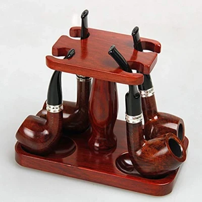 Image of ODYO Tobacco Pipe Stand,Wooden Stand,Pipe Stand,Vertical Rack Wooden Stand for 4 Smoking Pipes Wood Holder Display Handmade