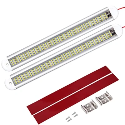 Image of Intckwan (2 Pcs) Ultra Thin 12v Led Lights, 120 LEDs Car Interior Strip Light with Switch, Bar for Caravan Van Campervan Motorhome Boat Kitchen Bathroom
