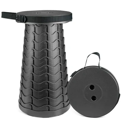 Image of Hesanzol Portable Telescoping Stool, Retractable Folding Stool for Camping Garden Fishing Hiking Travel BBQ, Adjustable Collapsible Stools Max Load 400lbs