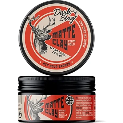 Image of Dark Stag Matte Clay, Firm Hold Professional Hair Styling Water Based Easy to Wash Wax, Look No Shine, Coconut Fragrance, 100ml/3.5oz