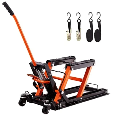 Image of VEVOR Hydraulic Motorcycle Lift Jack, 0.7 ton Capacity ATV Scissor Portable Table with 4 Wheels, Foot Operated Hoist Stand for UTV Powersports
