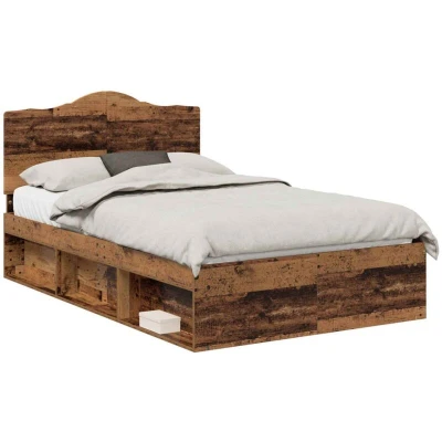 Image of vidaXL Bed Frame with Headboard Old Wood 120 x 200 cm Solid Pine