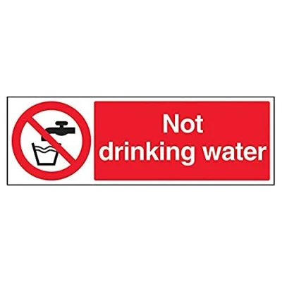 Image of V Safety 53005BJ R Not Drinking Water Sign Landscape 450mm x 150mm 1mm Rigid Plastic, Black/Red