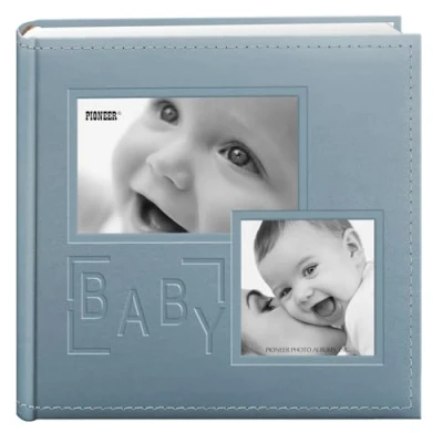 Image of Pioneer Photo Albums DA 200COLB/B 200 Pocket Embossed Baby Leatherette Frame Cover Album for 4 by 6 Inch Prints, Blue