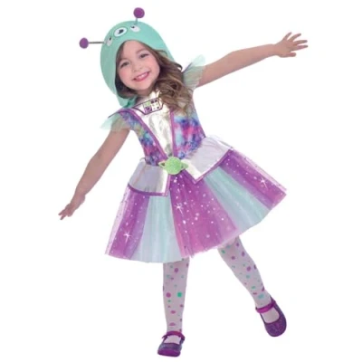 Image of amscan (PKT) (9905038) Child Girls Adorable Alien Costume (3 4yr)