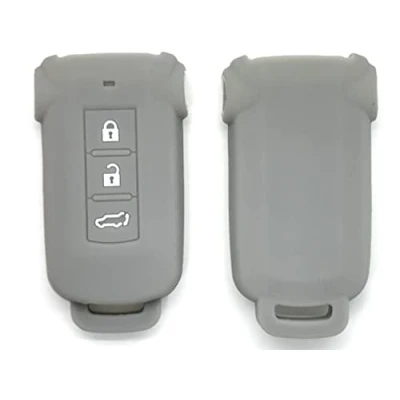 Image of Nordecco Silicone Key Protective Case Fits For Mitsubishi Outlander PHEV Pajero Delica D5 2014 2017 2018 3 Button KeyLess (Grey)
