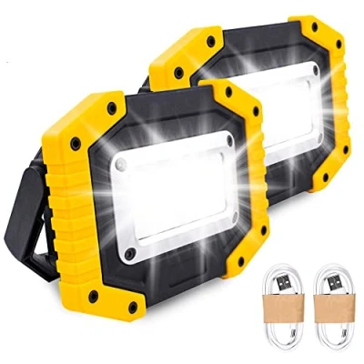 Image of Trongle LED Rechargeable Work Lights, 30W Floodlight Battery Security Light with 3 Modes Outdoor COB Camping Lights USB Waterproof for Garage, Fishing, Hiking, 2 Packs (Battery Included)