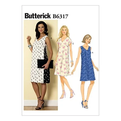 Image of Butterick Pattern 6318, Misses Dress,Sizes 14 22, Linen, Multi Colour, E5 (14 16 18 20 22)
