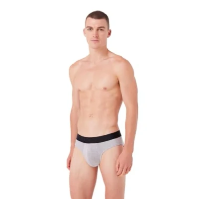 Image of Emporio Armani Men&#039;s Brief Rubber Pixel Logo Boxer, Light Grey Melange, S
