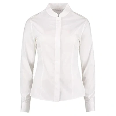 Image of Kustom Kit Womens/Ladies Mandarin Collar Fitted Long Sleeve Shirt (16) (White)