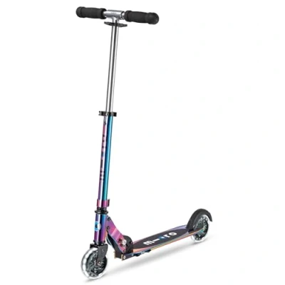 Image of Micro Scooters Sprite LED Children&#039;s Scooter Handlebar Adjustable Light Up Wheels Foldable 5 12yrs Boys &amp; Girls Neochrome