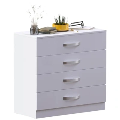 Image of Vida Designs Hulio High Gloss 4 Drawer Chest Of Drawers, White, 72 x 75 36 cm