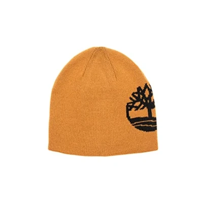 Image of Timberland Men&#039;s Reversible Jacquard Logo hat Cold Weather, Wheat/Black, One Size