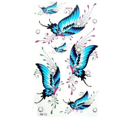 Image of GGSELL King Horse Waterproof temporary tattoos sexy blue butterfly