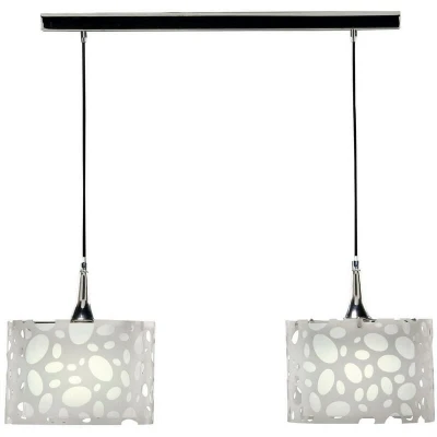 Image of Lupin Linear Pendant 2 Light E27 Line, Gloss White/Polished Chrome