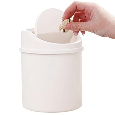 Image of tongfeng Trash Can Small Creative Garbage with Lid for Desk Tiny Waste Bin Desktop, Paper Basket Wastebasket Home, Bathroom, Bedroom, Car Interior