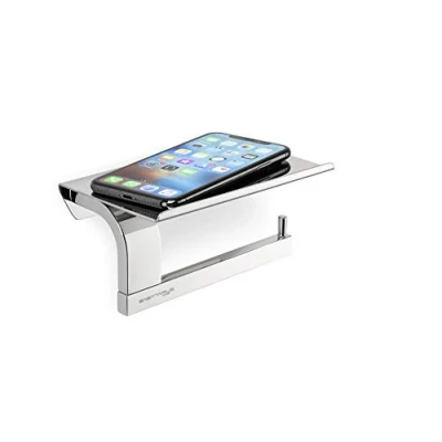 Image of Sagittarius One 160S1 Chrome Toilet Roll Holder Wall Mounted With Shelf Polished 304 Stainless Steel Paper Holder/Loo
