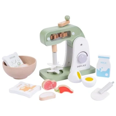 Image of Dorjee D3.006 Wooden Blender Mixer Imitation of Household Appliances Toy for Children Ages 3 and Up Cooking Game 14 Pieces