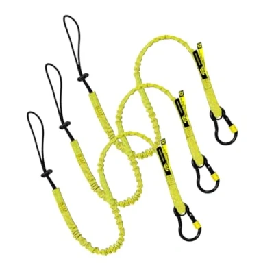 Image of BearTOOLS New Yellow Safety Lanyard Tether With Captive Eye Screw Lock Carabiner Aluminum, Universal Adjustable Loop End, Stop the Drops Weight Limit 8KG / 17.6lb Fall Restraint (3)