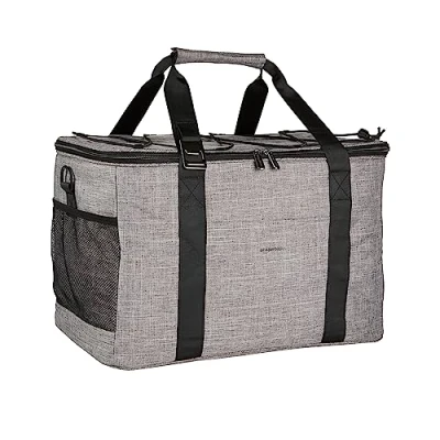 Image of Amazon Basics Large Capacity Leakproof Insulated Soft Cooler Bag for Picnics, Camping, Travel, Beach, 40L (50 Cans), Grey