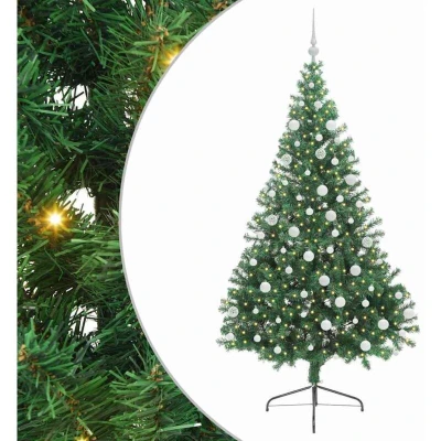 Image of vidaXL Artificial Pre lit Christmas Tree Green 180 cm PVC