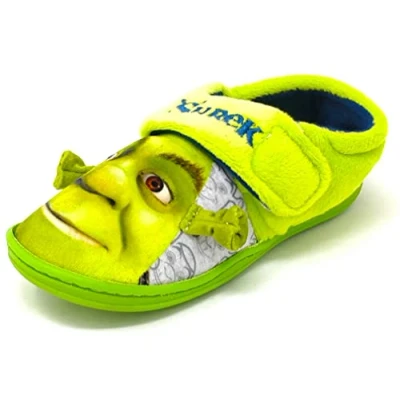 Image of Shrek Hillside Kids Green Easy Fasten Slipper Size 9 Child UK
