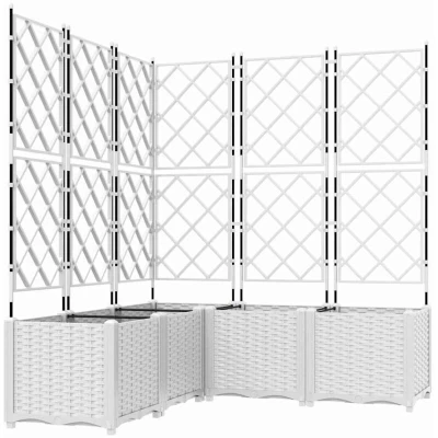 Image of vidaXL Garden Planter with Trellis 5 pcs White 120x120x143 cm