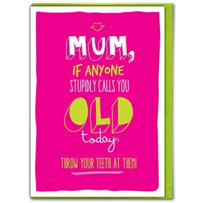 Image of Brainbox Candy Funny Mother&#039;s Day/Birthday Card &#039;Mum Throw Your Teeth&#039; Perfect Hilarious Joke Insult Mum And Buy Her A Mothers Gift