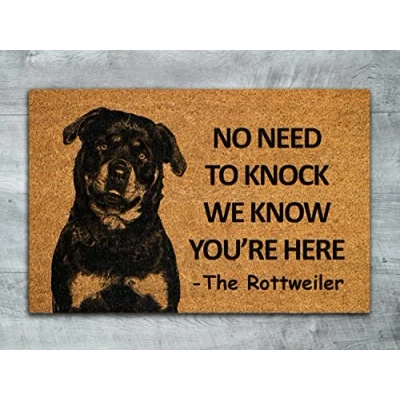 Image of Ensound The Rottweiler Door Mat,Rottweiler We Know You are Here Dogs Mats,Funny Doormat,Welcome Mats 36x24 Inch