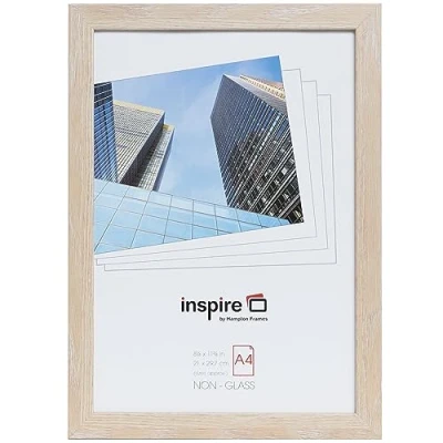 Image of Hampton Frames OSLO A4 (21x30cm) Natural Wood Effect Picture Poster Photo Frame Plexi (Non Glass) OSLA4NG