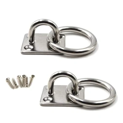 Image of Flomore M8 Ceiling Hook Pad Eye Plate 304 Stainless Steel Wall Mount Heavy Duty for Hanging (Pack of 2,Screws Included)