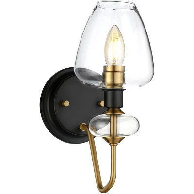 Image of Armand 1 Light Wall Light, Aged Brass, Glass Shade