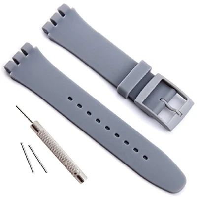 Image of Waterproof Silicone Rubber Watch Strap Band for Swatch (17mm 19mm 20mm) (19mm, Grey)