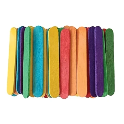 Image of Interdruk Wooden Lollipop Sticks Ice Cream Popsicle for Kid&#039;s Crafts Lolly DIY Projects 65 mm x 10 50 pcs Assorted Colours