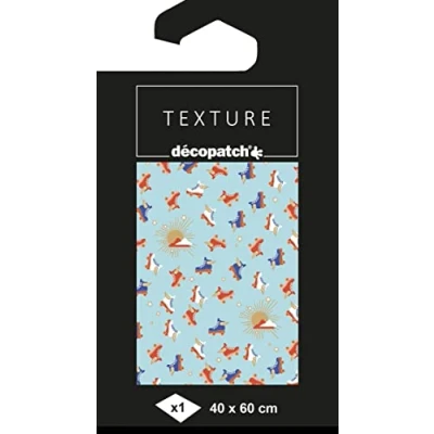 Image of Décopatch Ref TD866C Texture Collection Light Blue Roller Skates Pattern Contains 1 Sheet of 30 x 40cm Textured Paper, Foil Printing for Metallic Effects