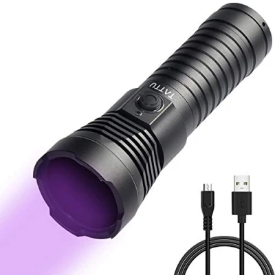 Image of TATTU U3S UV Torch Rechargeable 365nm Black Light Flashlight with ZWB2 Filter, Blacklight 10W Ultraviolet LED Lamp Micro USB Charging Cable